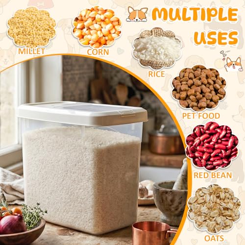 2 Pack 20 Lbs Airtight Dog Food Storage Container with Scoops | 2 Measuring Cups, Flip Lids, Clear Bins with Markings, Preserve Freshness, Pet Dog Cat Rice Grain Treat Storage - size: 20 Lbs