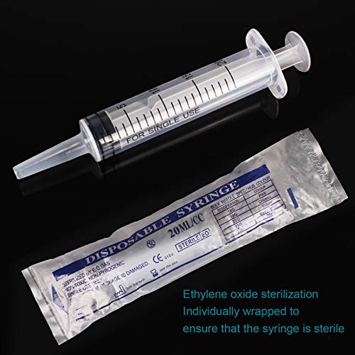 20ml Plastic Oral Syringe Without Needle for Liquid Lab Medicine Dropper | 20 ml / 20 cc, Ideal for Beverage Dispensing, Thick Liquids Irrigation, Food and Water Feeding, Individually Packaged, 4-Pack
