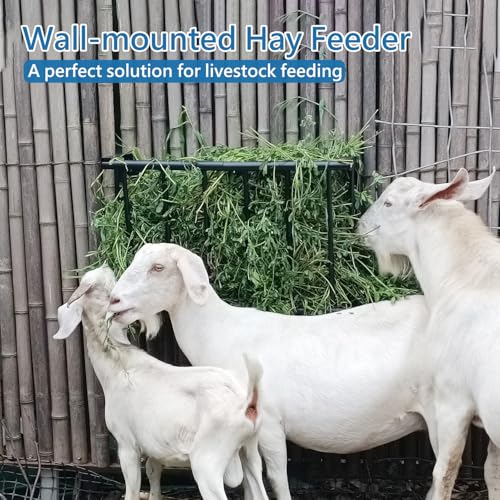 Wall Mount Hay Rack 25 Gallon | 40'' Long Livestock Hay Feeder Carbon Steel Hay Feeder for Sheep, Goats, Horses, Indoor Outdoor Uses - size: 25INCH