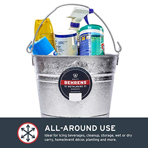 Behrens 1214GS Galvanized Steel Utility Pail, 14-Quart, Gray - size: 14-Quart, style: Hot Dipped