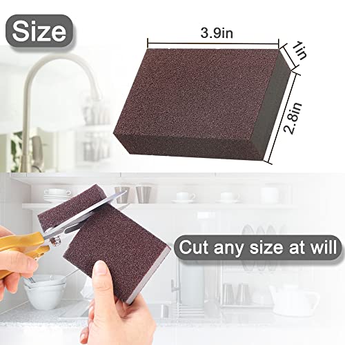 Krisler 8pc Brown Carborundum Sponge(thickness-1inch) | Stone Pot Clean Brush Rust Eraser Grit Scouring Pads Pot Cleaning Pads with Carborundum Washing Kitchen Cleaner Tool - size: Brown 1 Inch (Pack of 8)