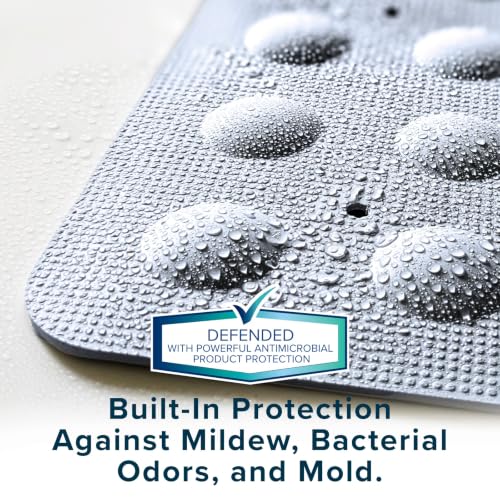 SlipX Solutions 21"x21" Mildew Resistant Non Slip Shower Stall Mat, Gray | Soft Durable Rubber Underfoot, Anti Mold, 140 Power Grip Suction Cups, Center Drain Hole - color: Gray