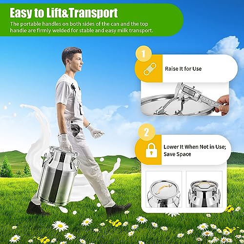 Stainless Steel Sealed Milk Barrel，30L/7.92Gallon Large Milk Bucket Wine Can Pail Tote Tank with Sealed Lid & Handle for Milk Wine Oil Liquid Tranport Storage Container - size: 1013.8 Ounces