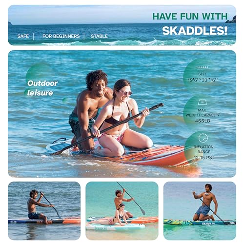 10’6’’ Inflatable Stand Up Paddle Board (SUP) for Adults and Youth with Non-Slip Deck – Complete Accessories Kit, for Fishing, Yoga, Fitness & Family Fun - color: dark green water ripple