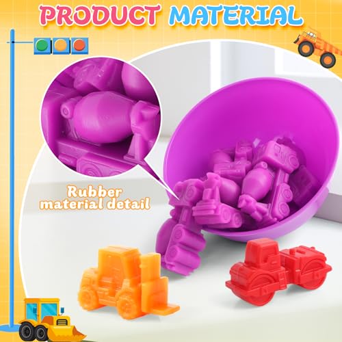 RAEQKS Counting Sorting Toys Matching Stacking Games with Bowls Sensory Preschool Learning Activities Educational Montessori Stacking Toy Gifts Sets for Kids Aged 3 4 5 Years Old Boys Girls - style: Construction vehicles