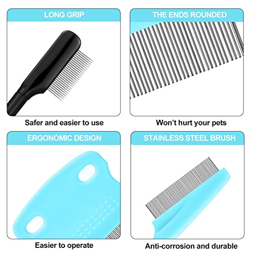 5 Pieces Dog Eye Combs Tear Stain Remover Combs Pet Grooming Comb for Small Dogs Gently Removing Eye Mucus and Crust (Light Blue, Black) - color: Black,Blue