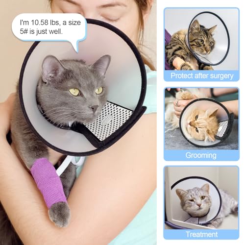 Depets Adjustable Recovery Pet Cone E-Collar for Cats Puppy Rabbit, Plastic Elizabeth Protective Collar Wound Healing Practical Neck Cover, Neck Girth 8.1 in