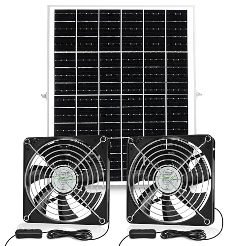 Fanspex 5.5" Solar 2 Fan Kit Waterproofed for Chicken Coop & Greenhouse | High Velocity Solar Powered Fans for Outdoor Shed Intake or Exhaust Air - size: 5.5" 2 Fan Kit