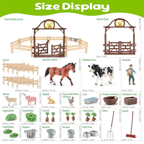 35pcs Farm Animal Figurines Horse Toys Stable Playset Barn Toys for Kids 3+ | Solid, Realistic, Safe, Horse Toys Livestock Diorama Kit for Toddlers Pretend Barnyard Play, Preschool Toy for Boys Girls - style: 35pcs Farm Toy Set