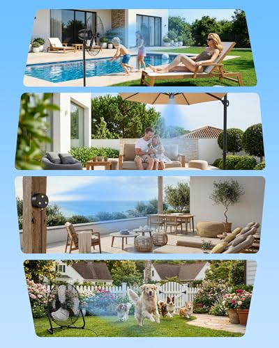 Magnetic Outdoor Misting Fan Kit for Patio, Backyard, Pool | Triple Nozzle Design, 16.4FT Misting Line, Outside Misting Cooling System (Fans Not Included)