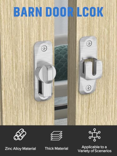 90/180 Degree Flip Barn Door Lock, Sliding Door Latch, Silver-2PC | Protect Privacy - Security Lock, Small Gate Latches Hardware for Barn, Garden, Bathroom, Cabinet, Window - color: Silver-2PCS
