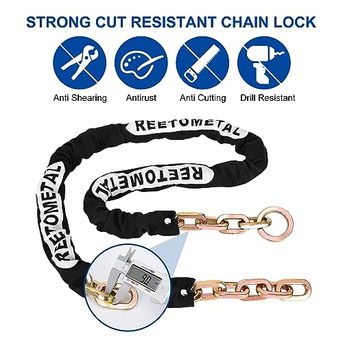 Heavy Duty Security Chain, 6 Foot x 3/8" Thick | Hardened Steel, Cut Proof, Anti-Theft Lock Chain, For Motorcycles, Bicycles, ATVs, Trailers, Containers - size: 6ft chain without lock
