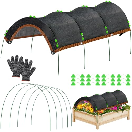 KJX 78.7"x39.4" Garden Shade Kit, 70% Garden Sun Shade Cloth with Hoops | Garden Shade Kit for Plants Heat Protection, Raised Garden Bed Shade Cover Plant Sun Shade for Outdoor Plants Vegetables - size: 78.7"x39.4" Shade Cloth-1 Pack