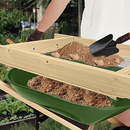 Large Soil Sifter, Dirt Sifter for Gardening, for Use in a Wheelbarrow, Compost Sifter, Garden Sieve for sifting Little Rocks/Top Soil/Leaves/Loam Soil/Sand/Gravel (17.8”×34.5” with Mesh Screen 1/2")