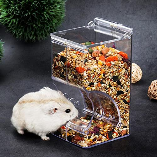 2Pcs Hamster Automatic Feeder 300ml with Brackets | Food Dispenser, Small Animals Food Bowl for Dwarf, Guinea Pig, Chinchilla, Gerbil, Bird, Hedgehog,F erret with 2 Spoons