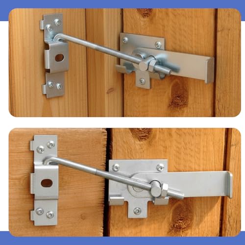 2 Pcs Barn Door Jamb Latch with Hook 7" Sliding Door Latch for Barn and Bi-Parting Doors (Silver)