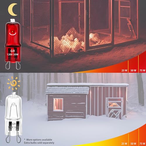 3 Pack Replacement G9 Infrared Heat Lamp for Chickens, Tiny Red Bulbs Beads (75 Watt)