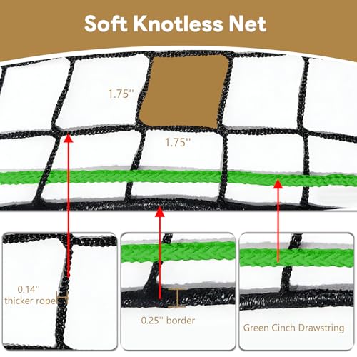 5×5 FT Round Bale Hay Net for Horses & Goats, Heavy Duty Knotless Slow Feed Hay Nets, 1.75" Mesh, Weather Resistant Round Bale Net with Repair Kit for Pasture and Barn - size: 5*5FT