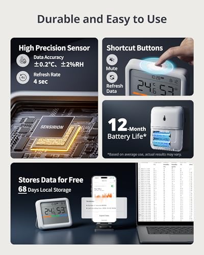 SwitchBot Meter Pro, Digital Hygrometer & Thermometer - Wireless Indoor Temperature & Humidity Monitor with Bluetooth App Control, Real-Time Alerts (1, Meter Pro) - size: Meter Pro