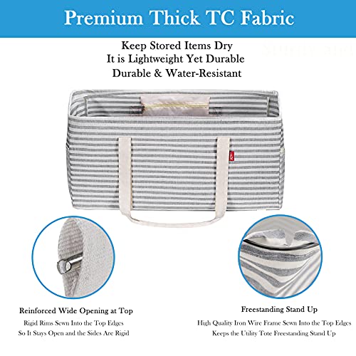 LHZK 2 Pack Extra Large Utility Tote Bag with Metal Wire Frame and the Sides Rinforced, Extra Large Tote Bag with Handle for Pool Beach Laundry Storage (Gray) - color: Gray, size: 22.5''x10.5''x12''-2 Pack