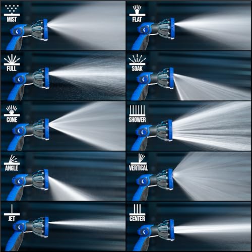 VIKING Hose Nozzle, 10 Spray Patterns, Thumb Control for Cars and Homes | Water Hose Nozzle, Adjustable Heavy Duty Thumb Control for Car Washing Kit, Watering Plants, Washing Pets, and Home Use - style: 10 Pattern Thumb Control