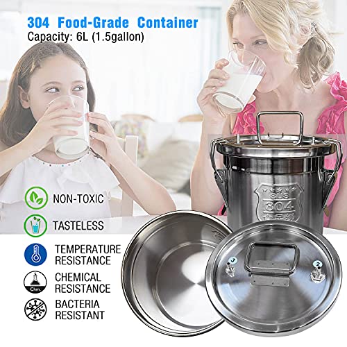 Milking Machine Accessory Stainless Steel Milk Bucket (6L) | Hantop UnitedFarm - size: 6L