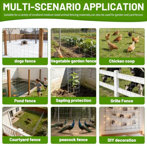 Cattle Panel 4ft x 165ft 14 Gauge Heavy Duty Galvanized Woven Wire Fence | 12 Gauge Border 8in to 3.5in Mesh for Goat Sheep Deer Horse Livestock Fencing Yard Garden Field Agricultural Farm Ranch fence - size: 14ga 4x165ft