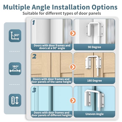 Upgraded Sliding Door Loop Lock, Barn Door Latch, White-2PCS | 2.38″ Multi-Angle Locks for 90/180 Degree Aluminum Alloy Security Gate Latches for Fence, Window, Closet, Bedroom, Screen - color: White-2PCS