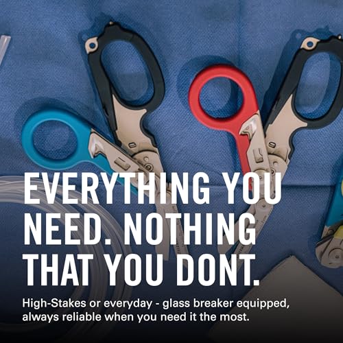 LEATHERMAN, Raptor Rescue, 6-in-1 Heavy-Duty Emergency/Trauma Shears with Carbide Glass Breaker & Strap Cutter, Made in the USA, Utility Sheath Included, Blue/Yellow, With Utility Holster - color: Blue/Yellow