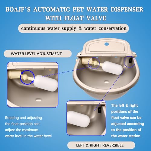 Automatic Dog Water Dispenser with Drain Hole & Drain Valve, Stainless Steel Auto Dog Water Bowl with 2 Float Valves, Hose Quick Connect Fitting, for Livestock, Chicken, Horse (1 Gallon) - size: 1 Gallons