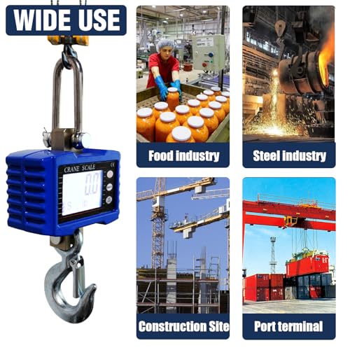 Digital Crane Scale,2200lb/1T Heavy Duty Digital Hanging Scale,Crane Scale Industrial with Remote Control and LCD Screen,High Precision Electronic Weighing Crane Scale for Market,Factory,Construction - size: 1T