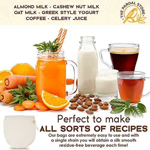 XXL 14"x14" Nut Milk Bag - 100% Organic Unbleached Cotton Easy To Clean Nut Milk Strainer/Cheesecloth Bags, Reusable for Straining Oat Milk, Almond Milk, Cheese making, Celery Juice