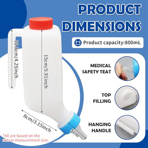 800ml Lamb Feeding Bottle with 2Pcs Nipples Thickened Goat Feeder Bottles Hang Upside Down Livestock Milk Bottle for Goat Lamb