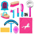 Abbylike 12 Pieces Horse Grooming Kit Racing Festival Tack Room Supplies Horse Brush Sets Equine Care Cleaning Kit Shedding Grooming Massaging Tools(Rose Red) - color: Rose Red