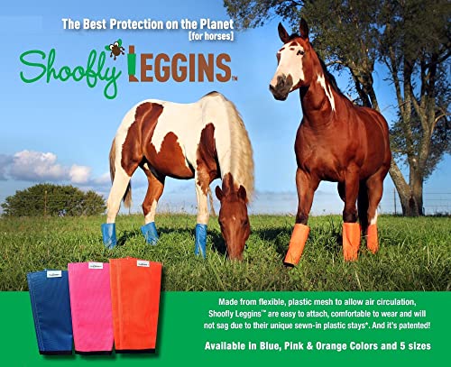 SHOOFLY Horse Leggins, Patented Loose Fitting Boots, Breathable Plastic Mesh (Blue/Mini)