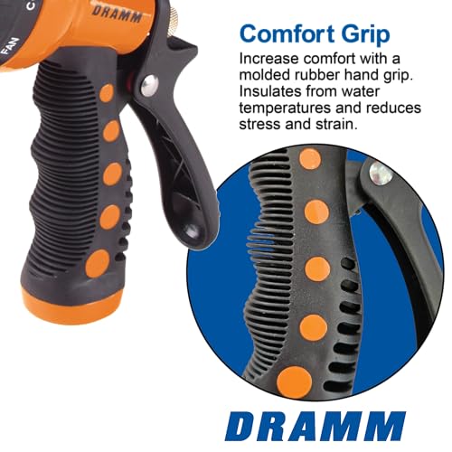 Dramm Revolver Heavy Duty Metal Garden Hose Nozzle – 9 Spray Patterns, High Pressure Jet, Thumb-Control Flow, Ergonomic Grip – Green - color: Green, size: No Size (Single), style: 9-Pattern Revolver