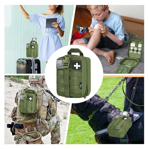 Medical Molle Pouch Tactical - 1000D Nylon First Aid Pouch, Big Capacity EMT Pouch Utility, Heavy Duty Military Grade Rip-Away Ifak Pouch for Home and Outdoor Activities（Bag Only - color: Green