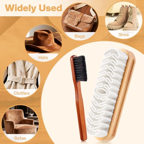 2 Pcs Suede Shoe Brush Nubuck Leather Cleaner Shoes Shine Dauber Crepe Applicators Set(2 Suede Detailing Brushes) - style: 2 Suede Detailing Brushes