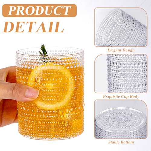 18PCS Plastic Hobnail Drinking Glasses - 14 Oz Clear Vintage Glasses Drinkware - Disposable Beaded Cups for Beer, Whiskey, Juice, Cocktail, Wine, Party (Pack of 2) - color: Clear, size: 3.93 inch*3.14 inch (Pack of 2)