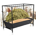 70 Gallon Pasture Hay Feeder, Heavy-Duty 2-in-1 Livestock Feeder with Grain Trough, Galvanized Steel Hay Rack for Goats, Sheep, Calves & Miniature Horses, Weather Resistant Farm Manger