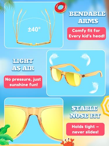 Sumsun Kids Sunglasses Bulk Party Favors 12 Packs Boys Girls Age 3-8 with UV400 Protection for Birthday Graduation Party Supplies (Blocking color 36 Pack) - style: 36pc Blocking Color
