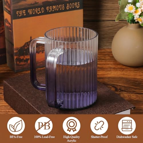 Judaica Hand Washing Cup with Dual Handles, 2 Pcs 5" Acrylic Clear Netilat Yadayim Cup lota for Bathroom Jewish Ritual Netilat Yadayim Holiday Gifts