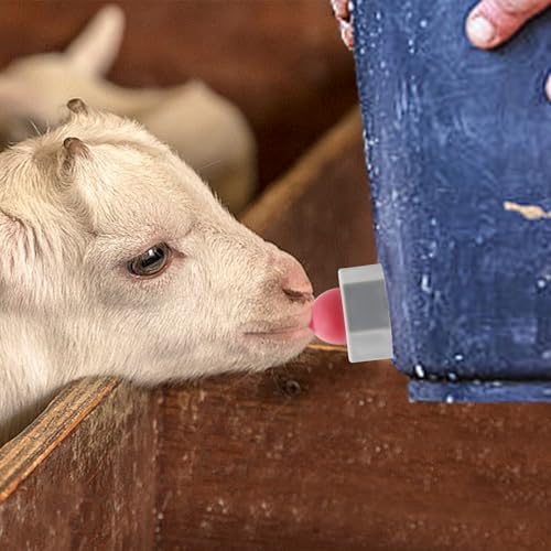 3 Pack Goat Nipple Soft Rubber Lamb Milk Nipples with Fixed Base | Soft Food Grade Rubber Replacement Lamb Sheep Nipples, Anti-Backflow Feeder for Goat Pig Dog Cat Animal Farm Feeding Supplies - color: Red+Grey, size: 1 Count (Pack of 3)