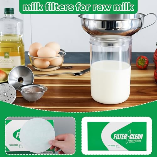 Hahafelt 200 Pack Milk Filter Discs Quick Flow Non-gauze Small 4-9/16" Od Replacement Filters Disks for Raw Milk Strainer 200 Discs Per Box | OD Replacement Strainer Discs, 200 Per Box Total, Fast Flow Non-clogging, Compatible with Raw Milk Filtering