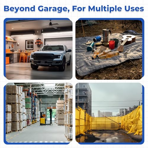 Garage Floor Mat 9.84 x 19.68 FT, Large Waterproof PVC Parking Mat for Car SUV Truck, Trimmable Garage Floor Protector for Snow Mud Oil, Non-Slip Under Car Pad Easy to Clean, Black