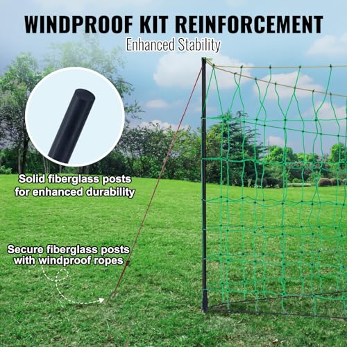 VEVOR Electric Fence Netting 42" H X 164' L PE Net Fencing | Utility Portable Mesh for Goats, Sheep, Lambs, Deer, Hogs, Dogs, for Farms and Ranches, with Posts and Double-Spiked Stakes - size: 42"H x 164'L, style: Livestock
