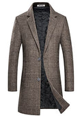 BOJIN Mens Trench Coat Wool Blend Top Pea Coat Winter Long Single Breasted Classic Stylish Business Overcoat - color: Bj03 Brown Plaid, size: XX-Large