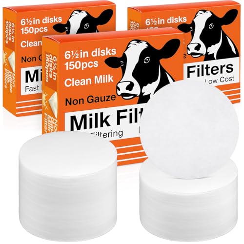 Hahafelt 450 Pack Milk Filter Discs for Raw Milk Strainer, 6-1/2 in Od Quick Flow Non-gauze Replacement Filter Discs for Strainer