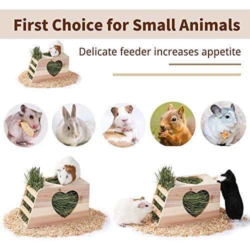 JanYoo Hay Feeder for Rabbits Wooden Holder for Cage Large Rack Hanging Food Manager Less Waste Dispenser Bunny Accessories - size: Xlarge-0.65lb Capacity