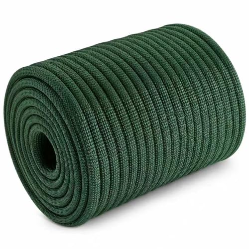 Double Braided Arborist Rope - 1/2 Inch x 100 Feet Polyester Rope - High Strength Climbing Rope for Tree Work, Halyard, Sailing(ArmyGreen) - size: 1/2 in×100 ft